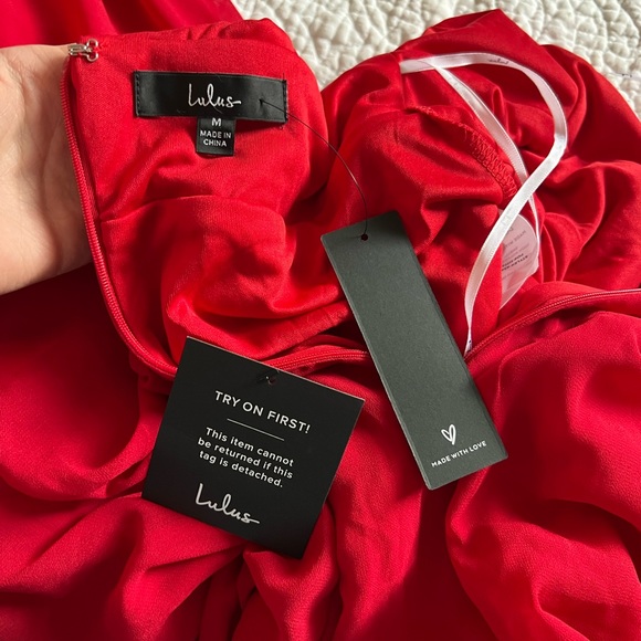 Lulus Red V-Neck dress - Picture 4 of 5